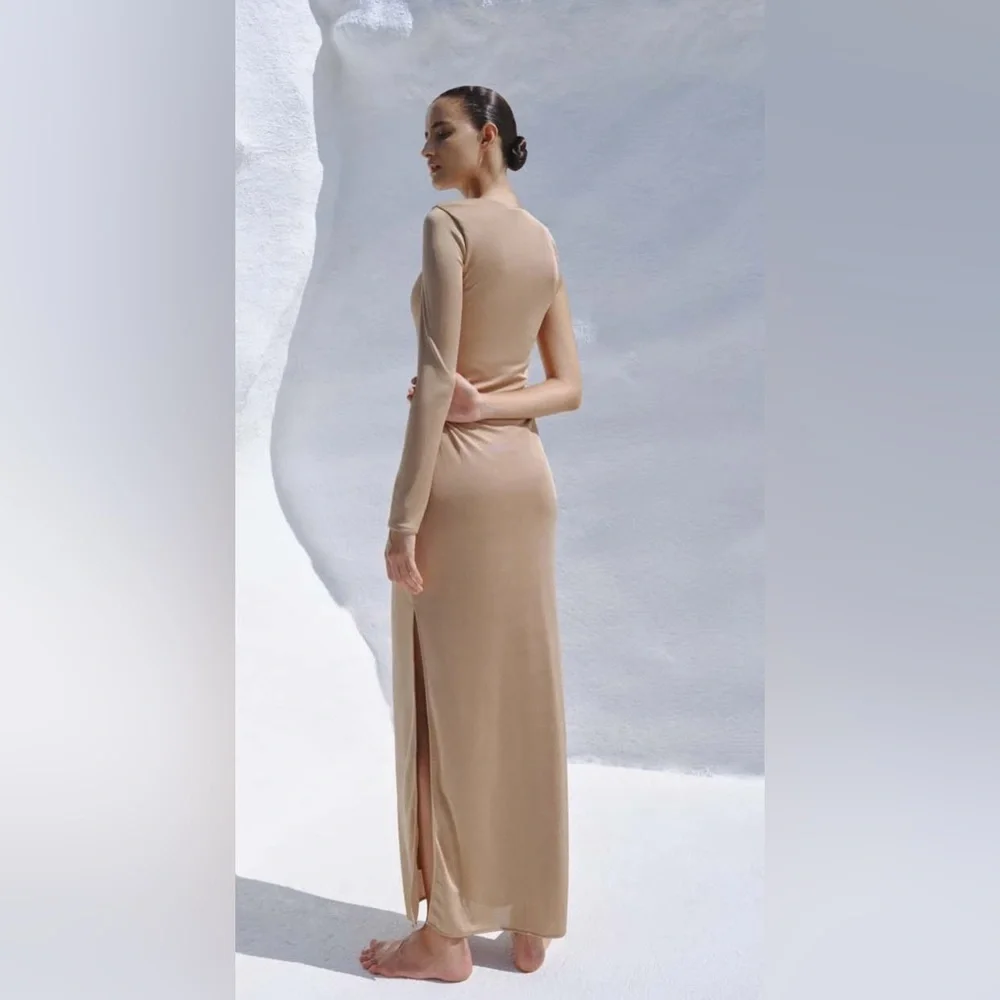 NWT Baobab Collection BROOKYLN One-Shoulder Beige Dress - Picture 2 of 2